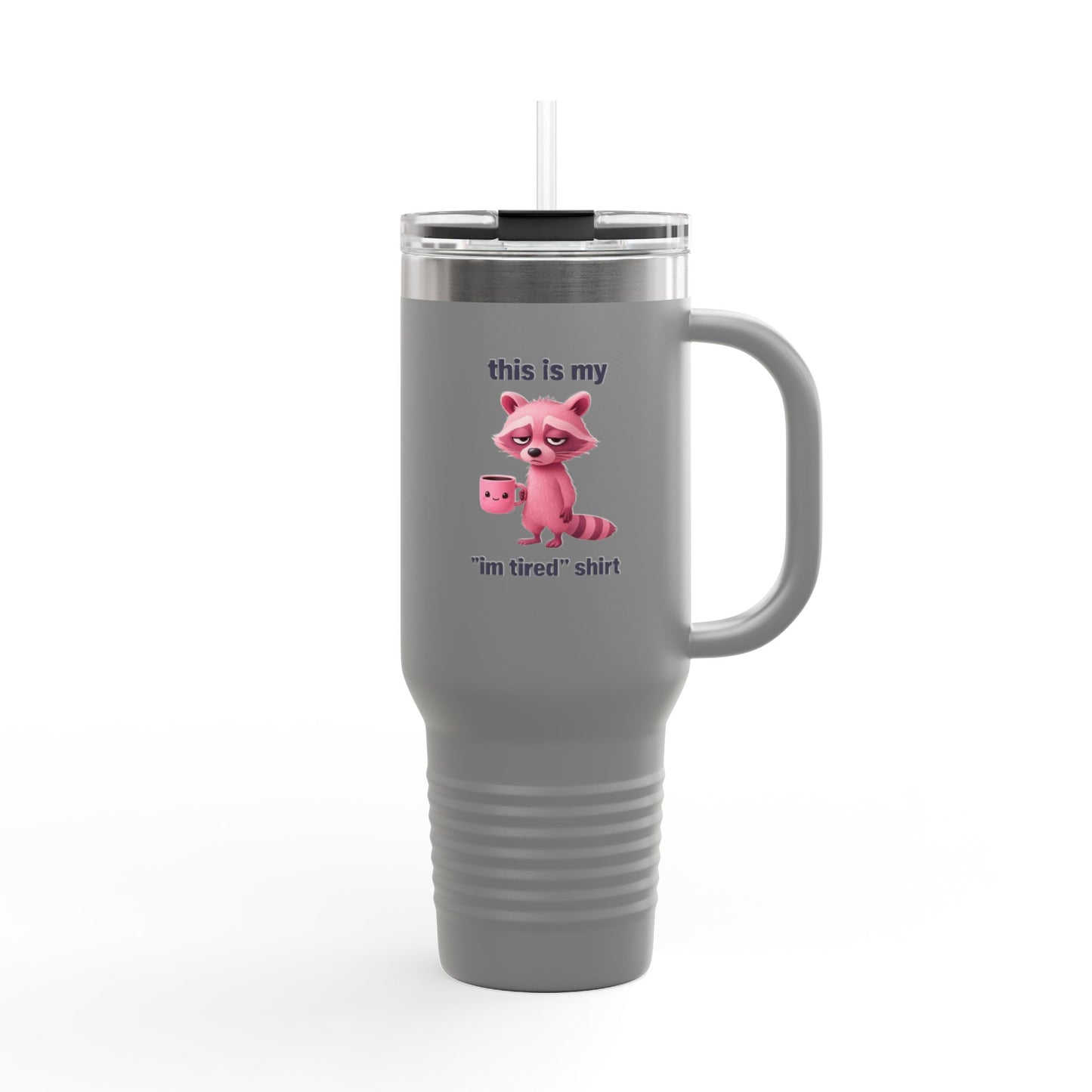 Cute Insulated Travel Mug with Raccoon Design, Coffee Cup for Travel, Funny Gift for Animal Lovers, Perfect for Outdoors and Home